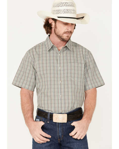 Gibson Men's Cedar Small Plaid Button Down Western Shirt , Cream, hi-res