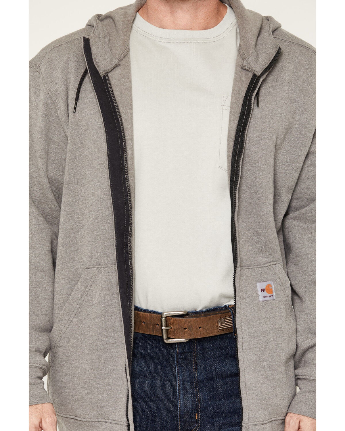 Image #3 - Carhartt Men's FR Force Original Fit Zip-Front Hooded Work Jacket, Grey, hi-res