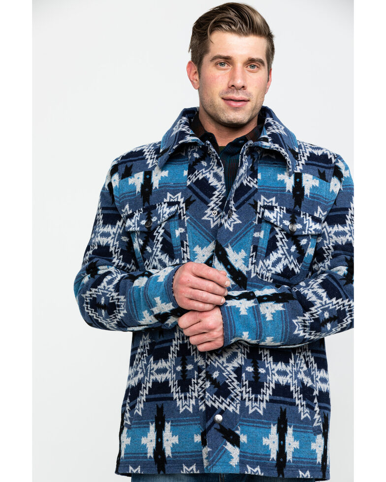Powder River Outfitters Men's Southwestern Wool Jacquard Jacket , Blue, hi-res
