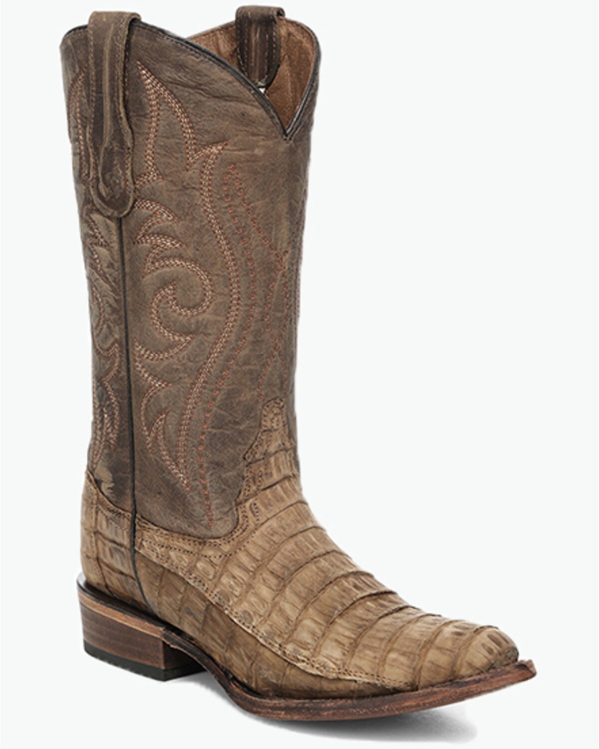 Circle G Men's Exotic Caiman Western Boots - Round Toe, Brown, hi-res