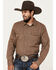 Image #1 - Gibson Trading Co Men's Railway Striped Print Long Sleeve Snap Western Shirt, Brown, hi-res
