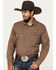 Image #1 - Gibson Trading Co Men's Railway Striped Print Long Sleeve Snap Western Shirt, Brown, hi-res