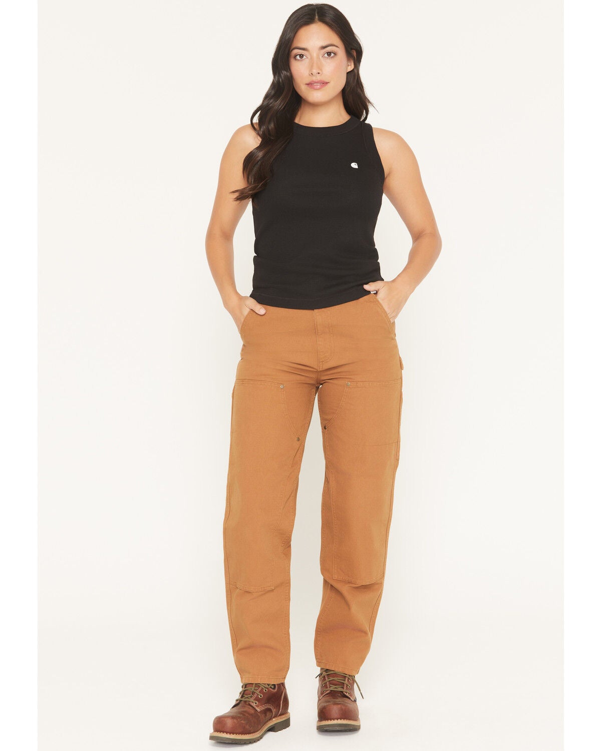 Image #1 - Carhartt Women's Vintage Fit Duck High Rise Double-Front Work Pants, Brown, hi-res