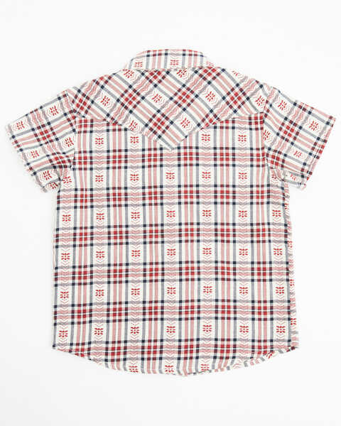 Image #3 - Shyanne Toddler Girls' Plaid Print Short Sleeve Pearl Snap Western Shirt , Brick Red, hi-res