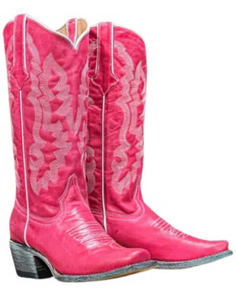 Image #1 - Tanner Mark Women's Dolly Western Boots - Square Toe , Hot Pink, hi-res