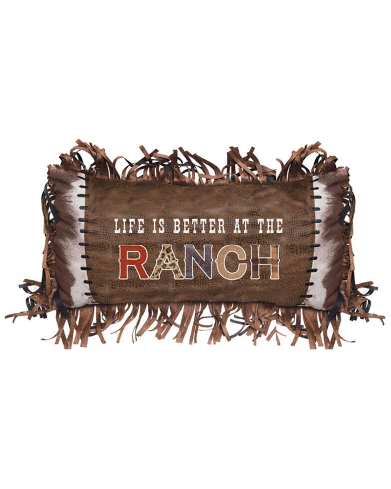 Carstens Home Life is Better at the Ranch Fringe Decorative Throw Pillow, Brown, hi-res