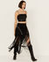 Image #1 - Vocal Women's Fringe Studded Skirt , Black, hi-res