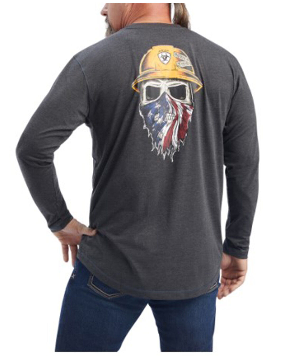Image #2 - Ariat Men's Rebar Workman Born For This Long Sleeve Graphic T-Shirt, Charcoal, hi-res