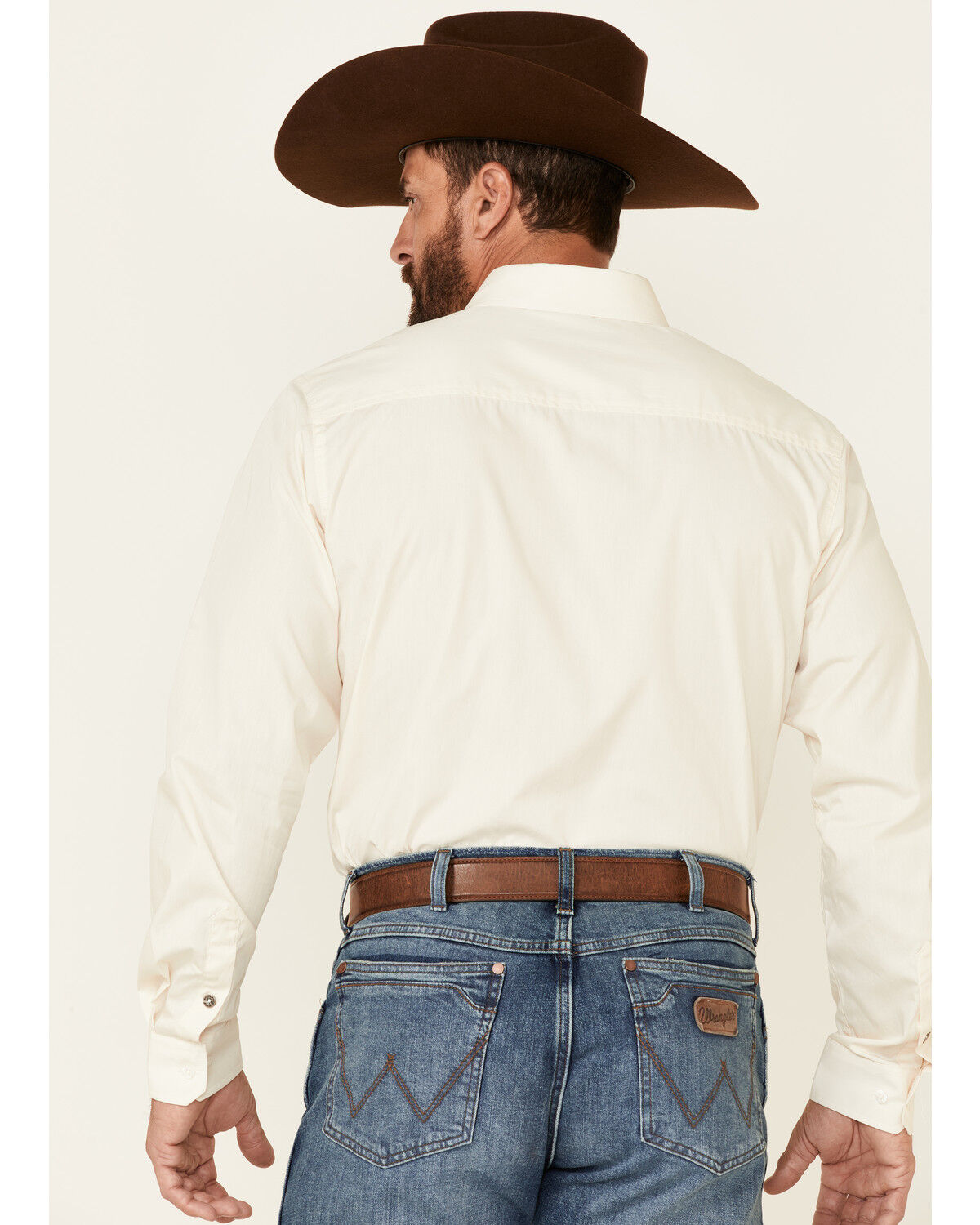 Image #4 - Cinch Men's Modern Fit Solid Cream Long Sleeve Button Down Western Shirt, Cream, hi-res