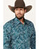 Image #2 - Roper Men's Amarillo Paisley Print Long Sleeve Snap Western Shirt, Blue, hi-res