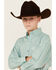 Image #2 - Panhandle Boys' Solid Poplin Long Sleeve Button-Down Western Shirt, Aqua, hi-res