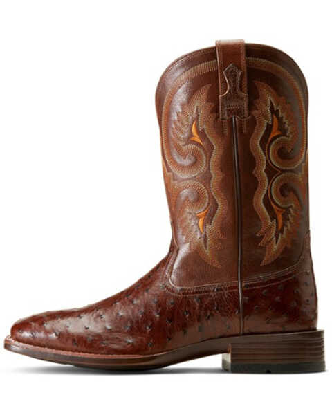 Image #2 - Ariat Men's Barley Ultra Exotic Full Quill Ostrich Western Boots - Broad Square Toe, Dark Brown, hi-res