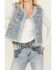 Image #2 - Miss Me Women's Denim Sequins Plaid Vest, Medium Blue, hi-res