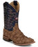 Image #1 - Justin Men's Ocean Front Exotic Pirarucu Western Boots - Broad Square Toe, Tan, hi-res