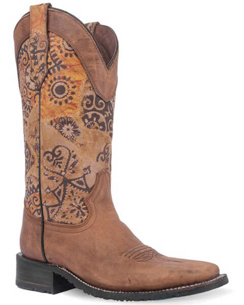 Image #1 - Corral Women's Printed Shaft Western Boots - Broad Square Toe , Tan, hi-res