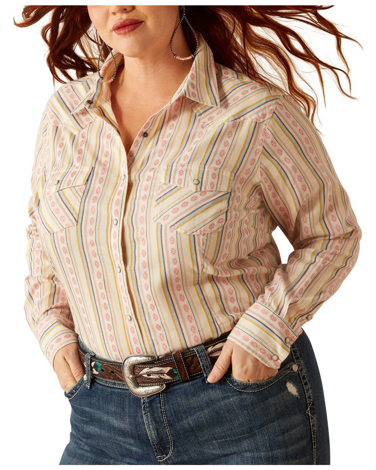 Image #1 - Ariat Women's Alyssa Wallpaper Print Long Sleeve Snap Western Shirt - Plus, Multi, hi-res