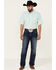 Wrangler 20X Men's Small Plaid Print Short Sleeve Snap Western Shirt , Teal, hi-res