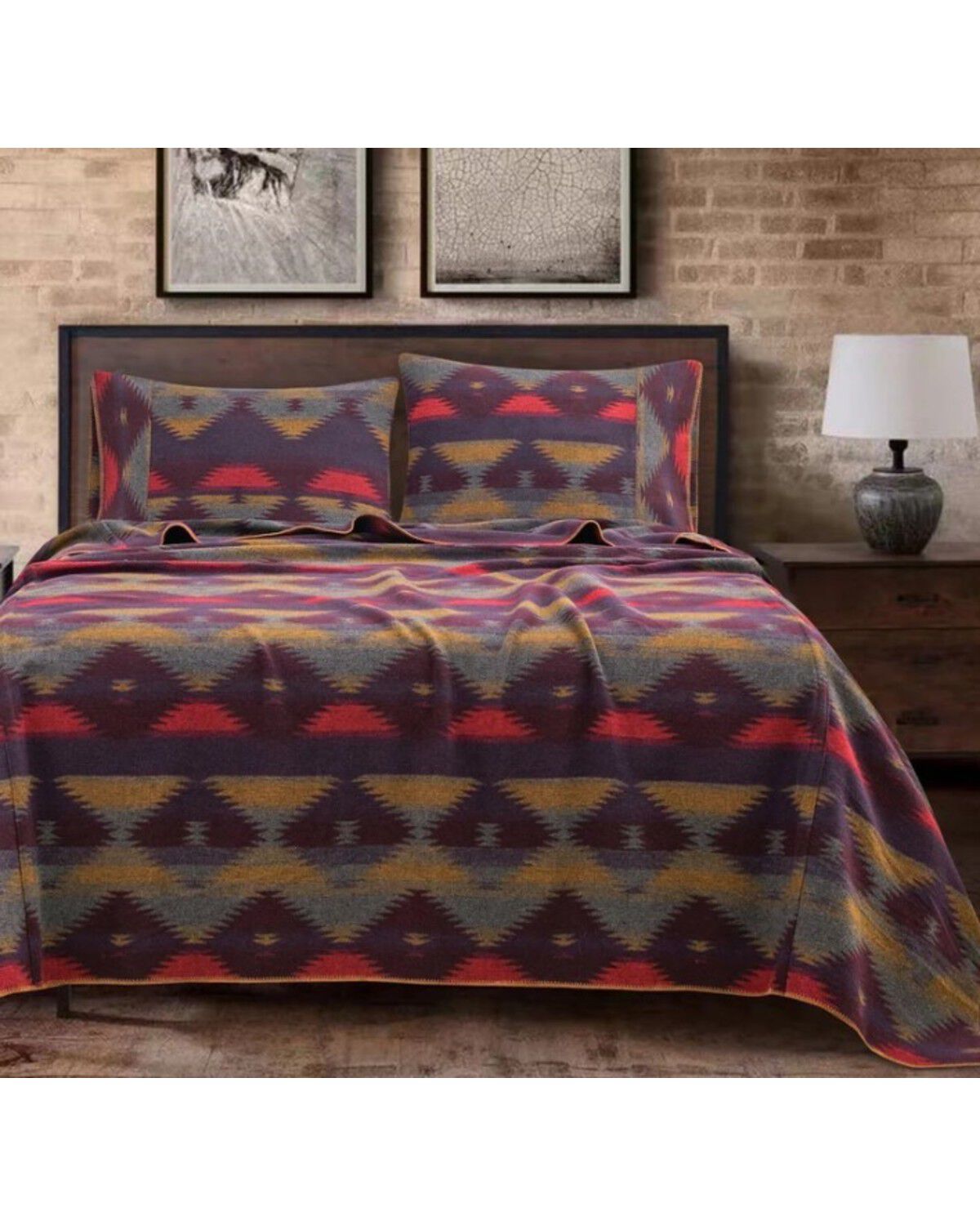 Image #1 - HiEnd Accents Gila Wool Blend Full/Queen Blanket Set - 3 Piece, Multi, hi-res