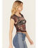 Image #2 - Affliction Women's Skull Mesh Baby Graphic Tee, Black, hi-res