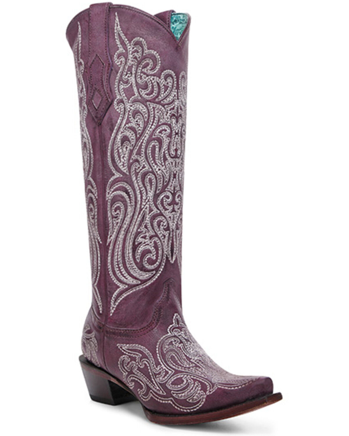 Image #1 - Corral Women's Glow in the Dark Tall Western Boots - Snip Toe, Dark Pink, hi-res