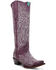 Image #1 - Corral Women's Glow in the Dark Tall Western Boots - Snip Toe, Dark Pink, hi-res