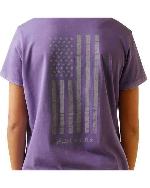 Image #3 - Ariat Women's Rebar Strong Reflective American Flag Short Sleeve Graphic T-Shirt, Purple, hi-res