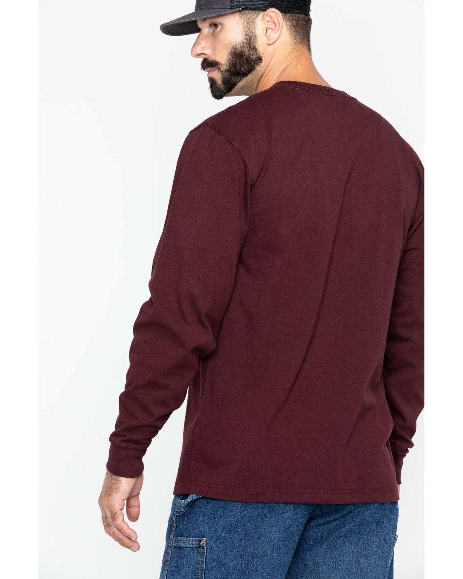 Image #2 - Carhartt Men's Loose Fit Heavyweight Long Sleeve Logo Pocket Work T-Shirt, Port, hi-res