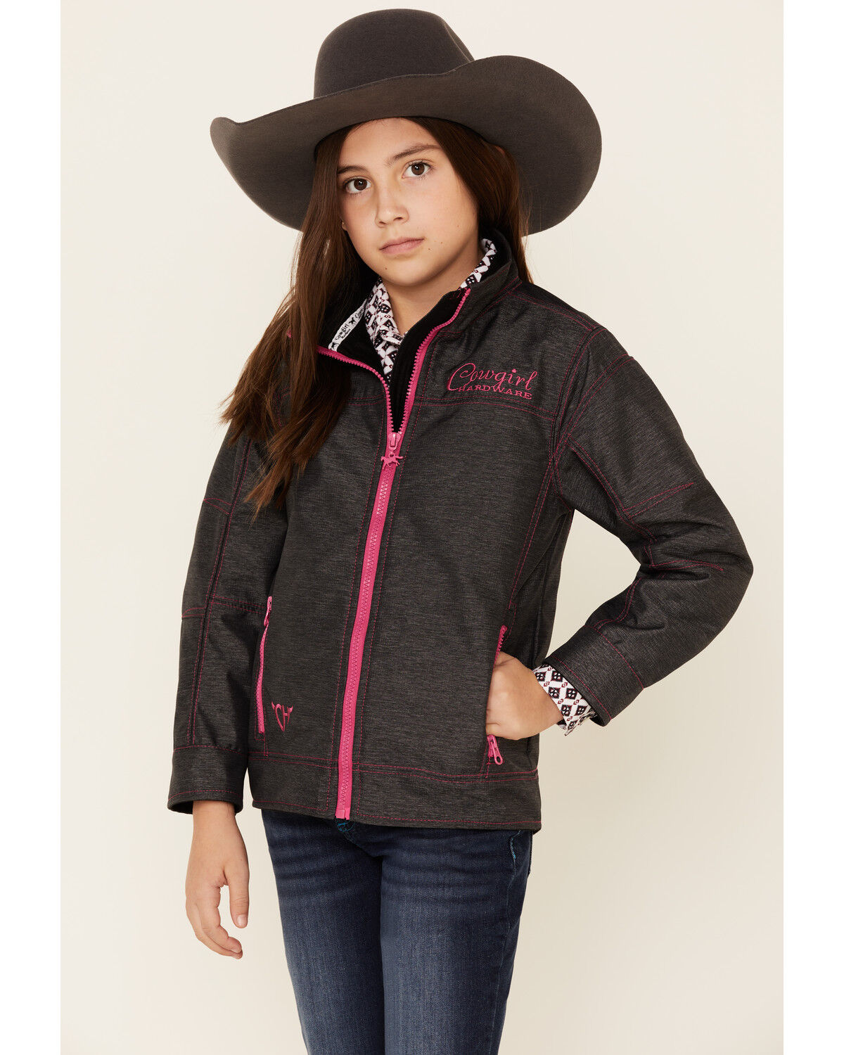 Cowgirl Hardware Girls' Brown Burnout Rodeo Rock Star Hooded Pullover 471223-660