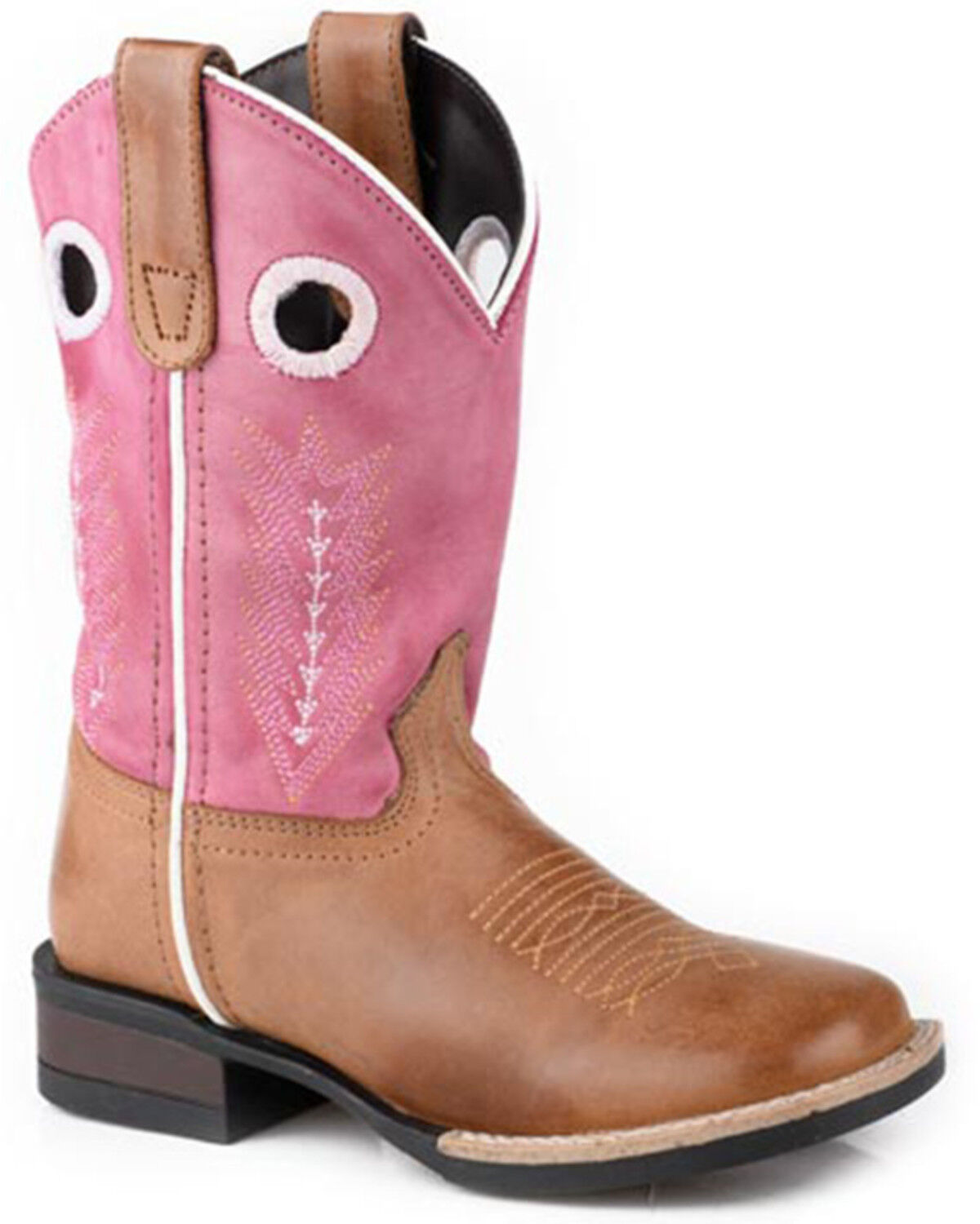 Image #1 - Roper Little Girls' James Western Boots - Broad Square Toe, Pink, hi-res