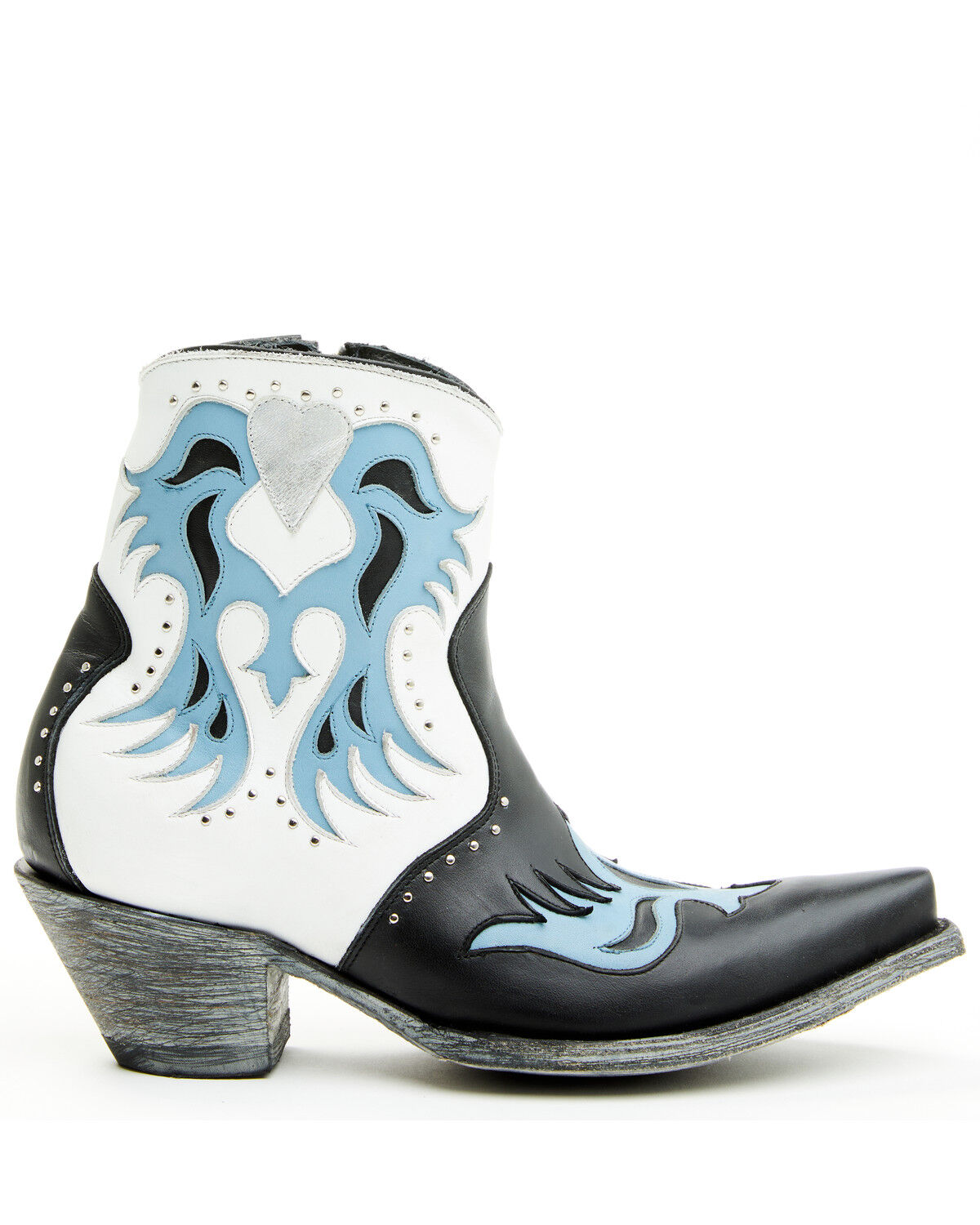 Image #2 - Old Gringo Women's Let Your Heart Western Booties - Snip Toe, Blue/white, hi-res