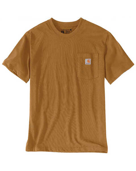 Image #2 - Carhartt Men's Relaxed Fit Heavyweight Logo Short Sleeve Graphic T-Shirt , Tan, hi-res