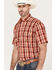 Image #2 - Panhandle Select Men's Plaid Print Short Sleeve Button-Down Western Shirt , Orange, hi-res