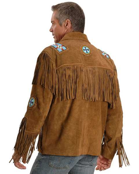 Liberty Wear Eagle Bead Fringed Suede Leather Jacket - Big & Tall, Tobacco, hi-res