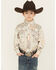 Image #1 - Cowboy Hardware Boys' Southwestern Bandana Print Long Sleeve Snap Stretch Western Shirt, Tan, hi-res