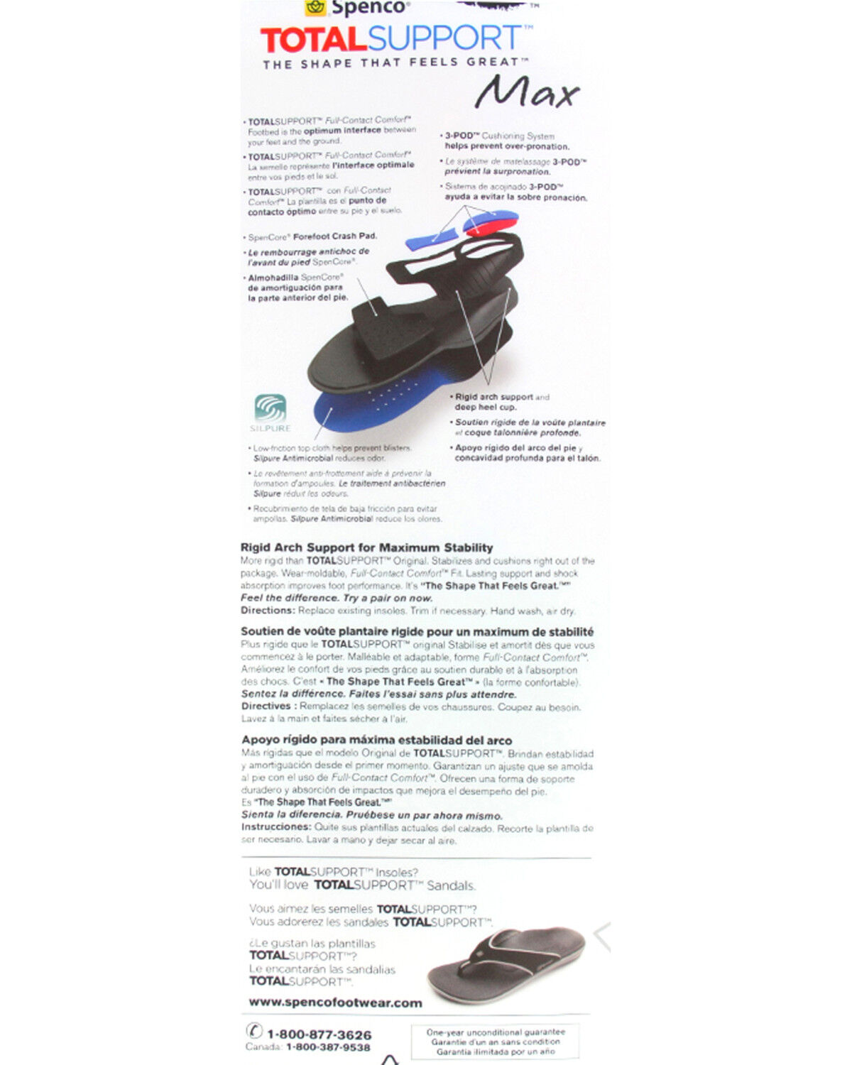 Image #3 - Spenco Total Support Max Insoles, Black/blue, hi-res