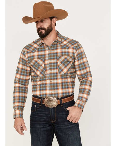 Image #1 - Pendleton Men's Wyatt Long Sleeve Snap Western Shirt, Yellow, hi-res