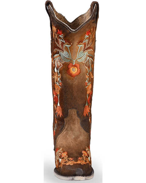 Image #4 - Corral Women's Floral Embroidered Lamb Western Boots - Snip Toe, Chocolate, hi-res