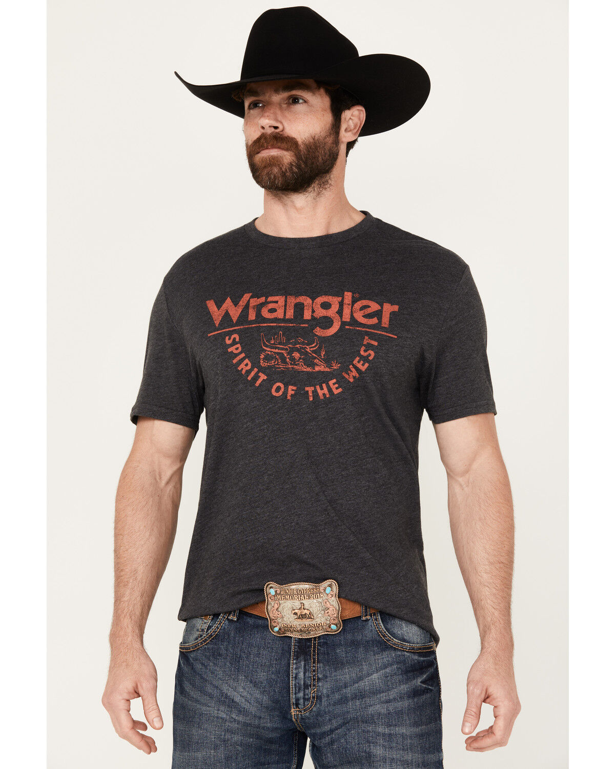 Image #1 - Wrangler Men's Boot Barn Exclusive Spirit of the West Short Sleeve Graphic T-Shirt, Black, hi-res