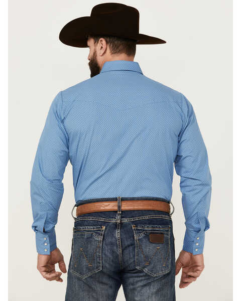 Image #4 - Ely Walker Men's Geo Print Long Sleeve Pearl Snap Western Shirt - Big , Blue, hi-res