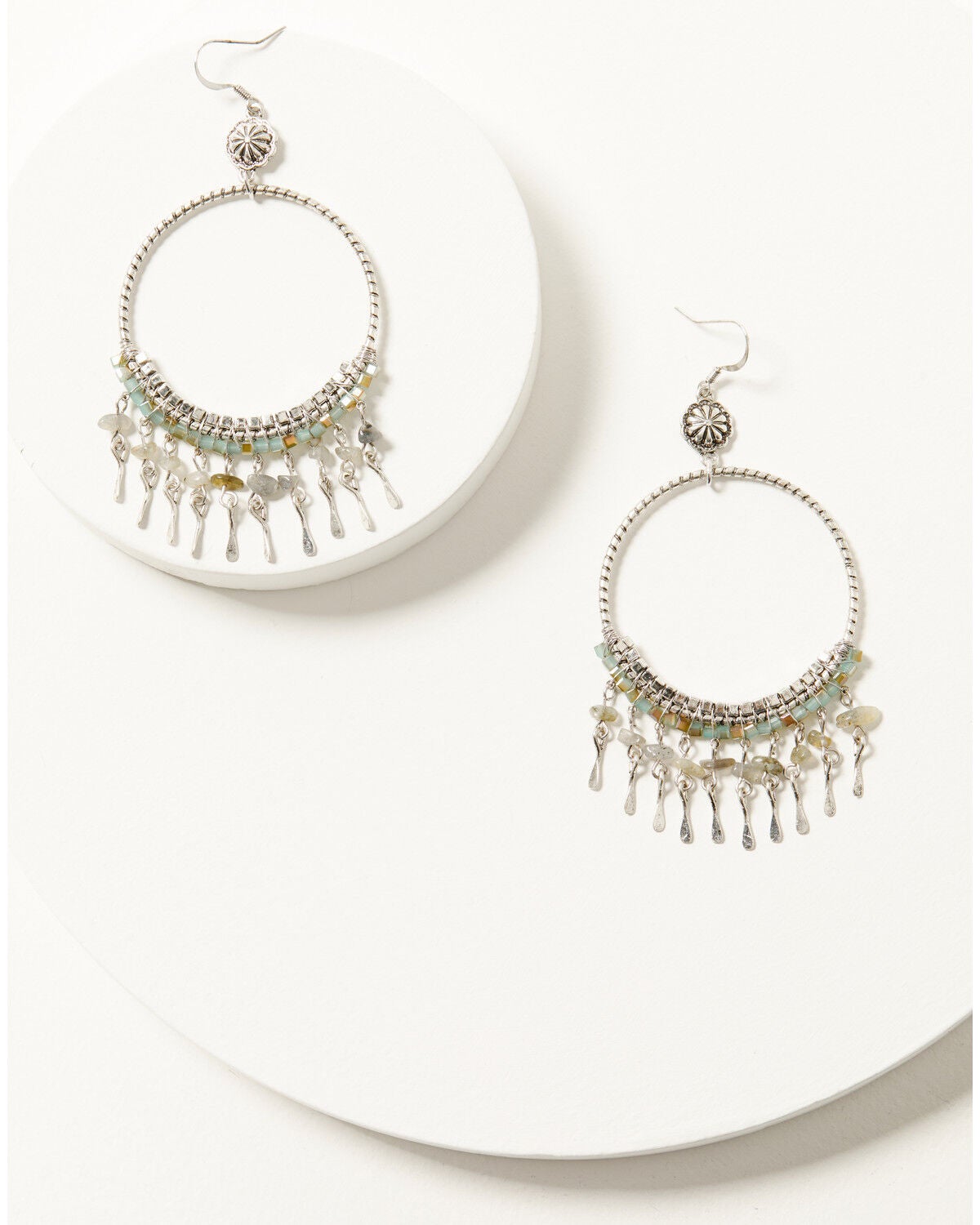 Shyanne Women's Soleil Silver Hoop Earrings, Silver, hi-res