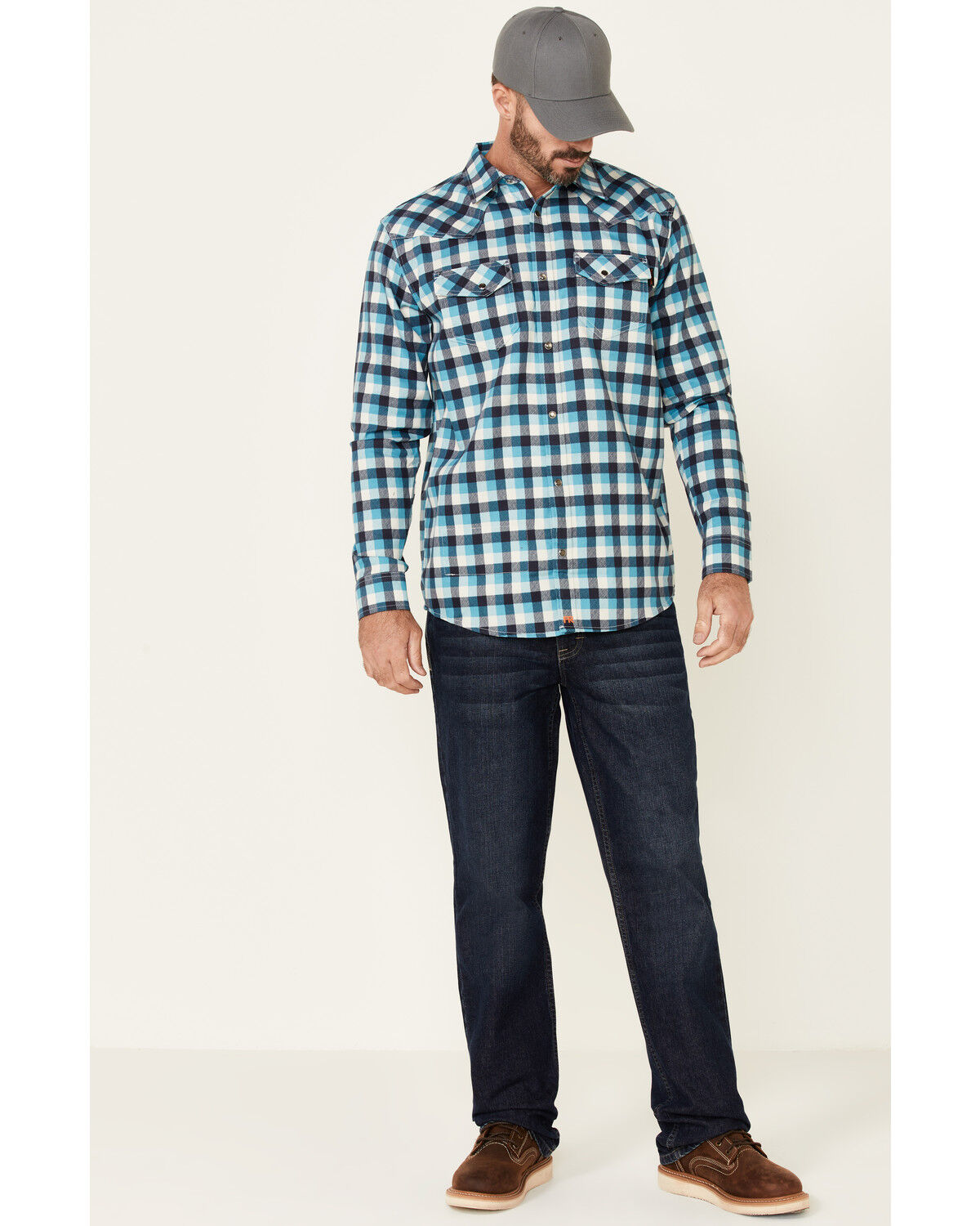 Image #2 - Cody James Men's FR Plaid Print Long Sleeve Work Shirt - Tall, Teal, hi-res