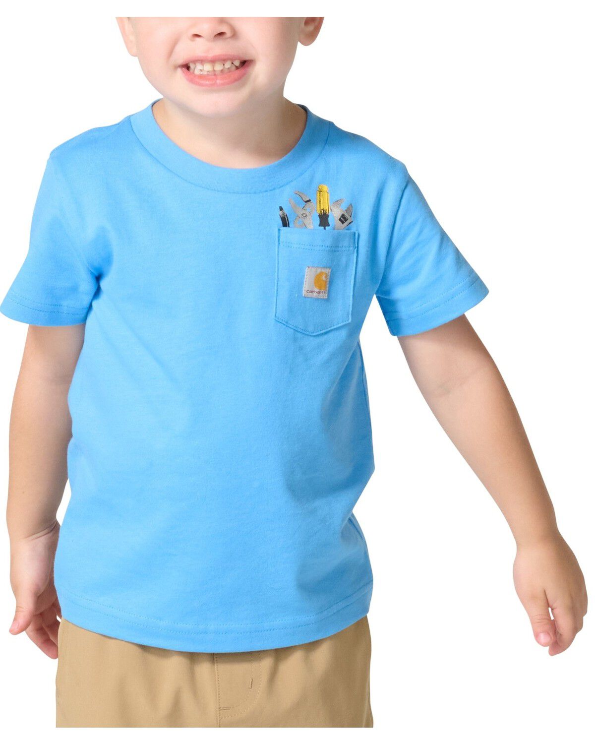 Image #1 - Carhartt Toddler Boys' Tool Kit Pocket Short Sleeve Graphic T-Shirt, Blue, hi-res