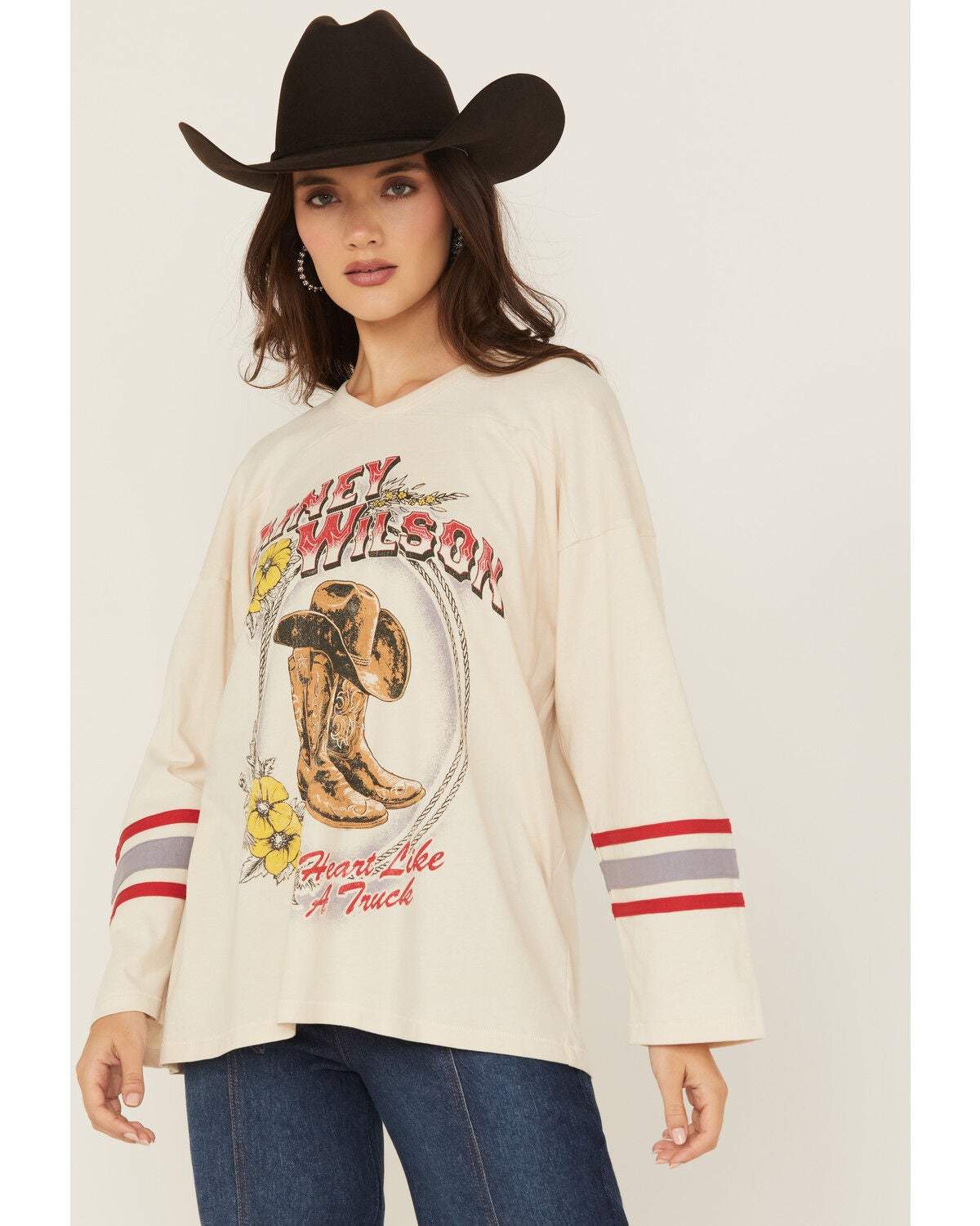 Day Dreamer Women's Lainey Wilson Boots Long Sleeve Graphic Tee, Cream, hi-res