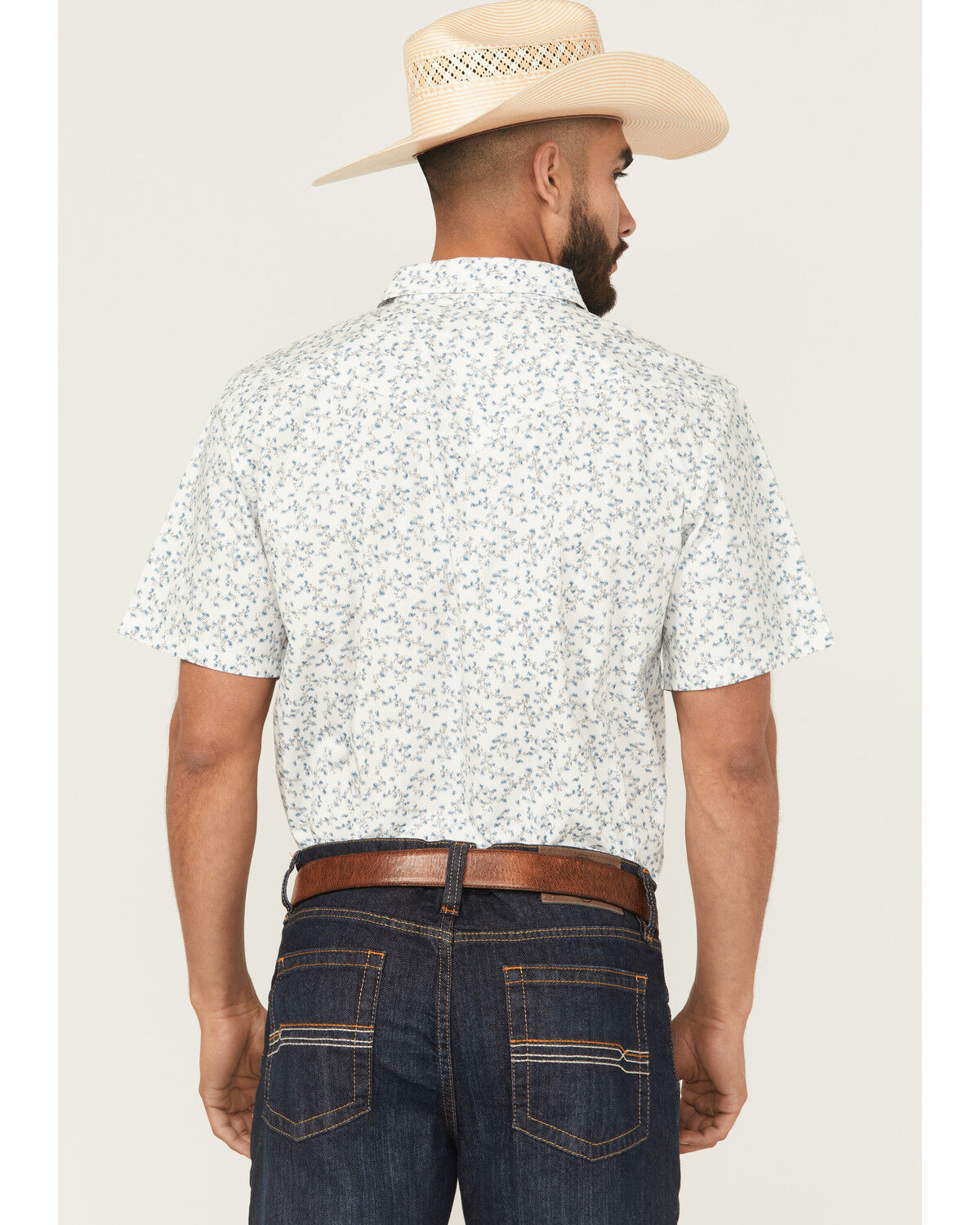 Image #4 - Cody James Rodeo Drive Floral Print Short Sleeve Snap Western Shirt - Tall, White, hi-res