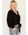 Image #2 - Wrangler Retro Women's Tie Front Poet Sleeve Cropped Blouse, Black, hi-res