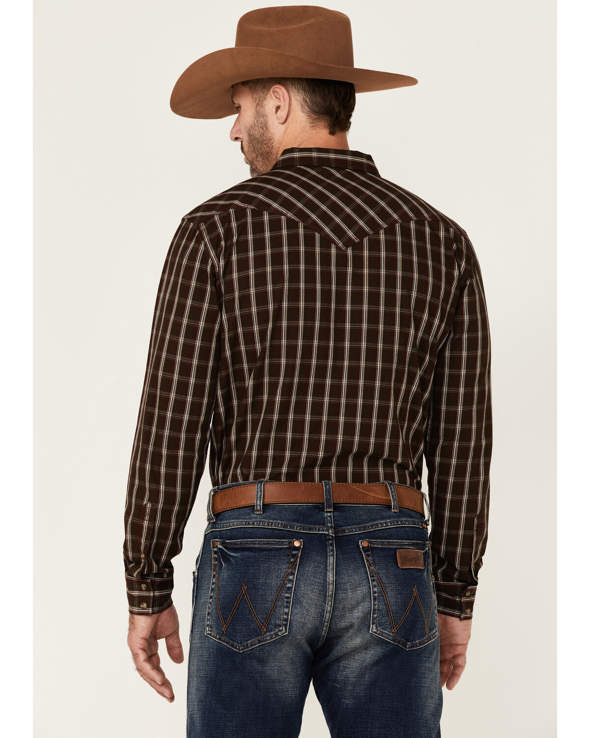 Image #4 - Moonshine Spirit Men's Mahogany Plaid Long Sleeve Snap Western Shirt, Burgundy, hi-res