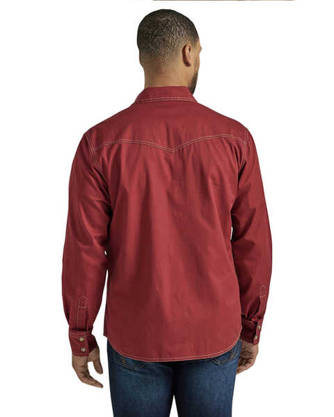 Image #3 - Wrangler Retro Men's Premium Solid Long Sleeve Snap Western Shirt , Dark Red, hi-res