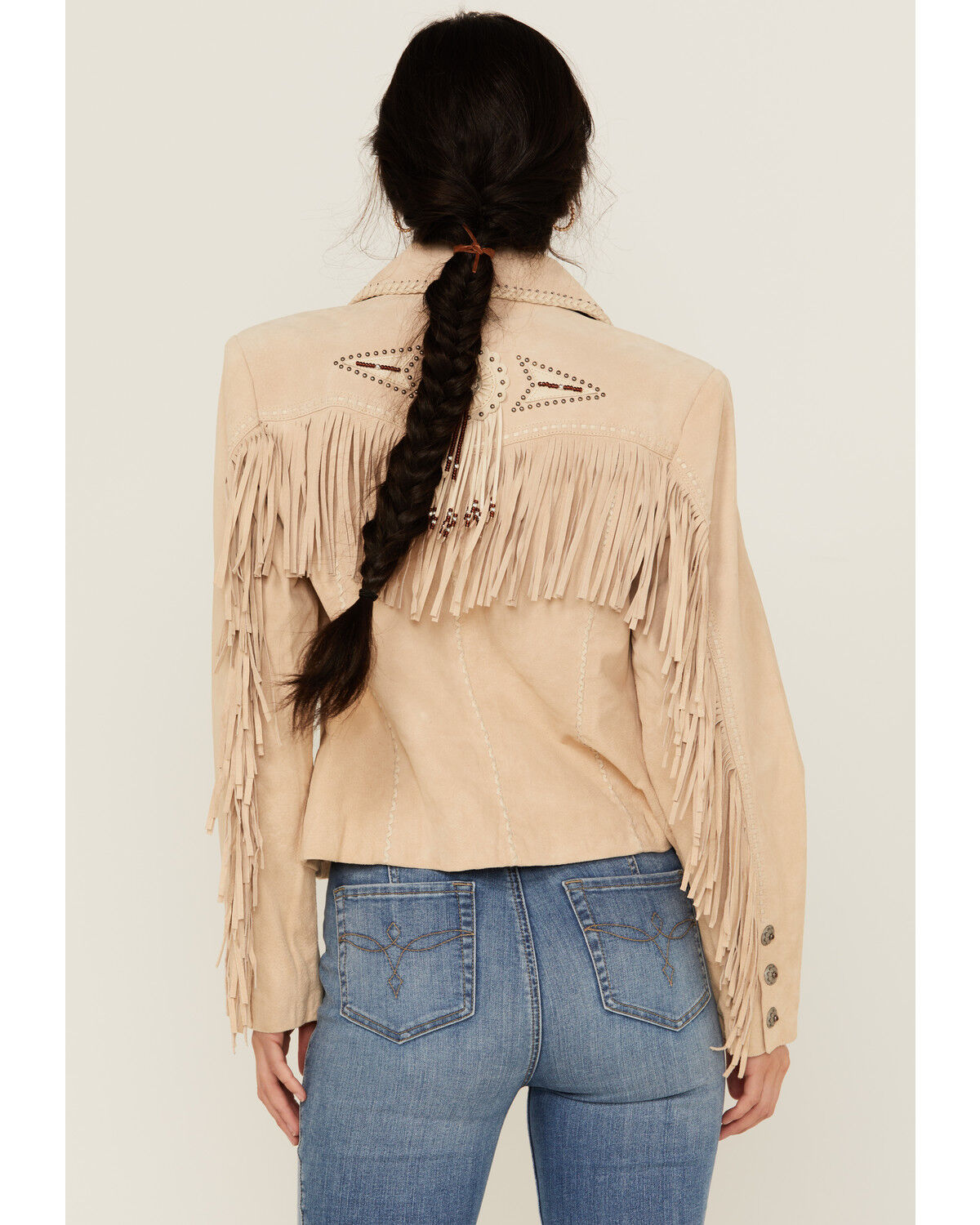 Image #4 - Scully Women's Fringe and Beaded Jacket, Cream, hi-res
