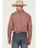 Stetson Men's Lucky Micro Geo Print Long Sleeve Pearl Snap Western Shirt , Red, hi-res