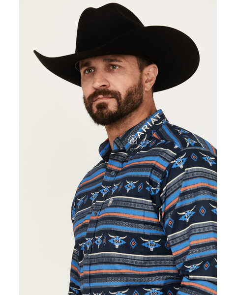 Image #3 - Ariat Men's Team Chandler Southwestern Striped Print Long Sleeve Button-Down Western Shirt, Dark Blue, hi-res
